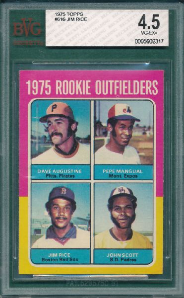 1975 Topps 2 Card Hall of Fame/Rookie Lot, Rice/Yount BVG