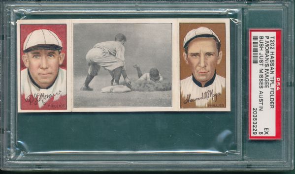 1912 T202 #011 Bush Misses Austin Moran/Magee Hassan Cigarettes Triple Folder PSA 5