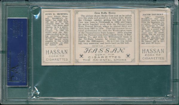 1912 T202 #042 Cree Rolls Home Daubert/Hummel Hassan Cigarettes Triple Folder PSA 5 *Tough Black Factory 30 Back*