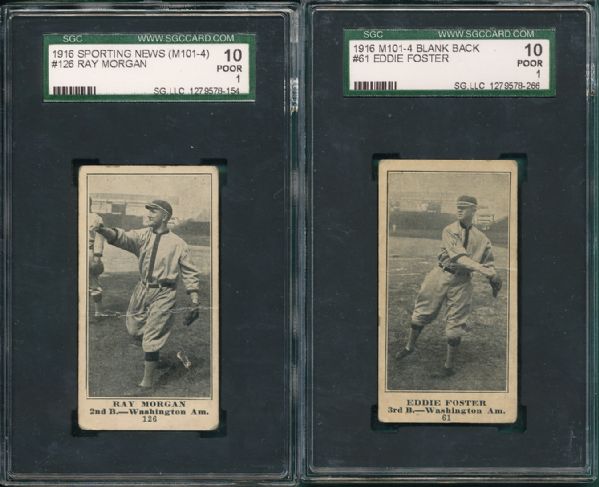 1916 M101-4 Sporting News 3 Card Lot SGC 