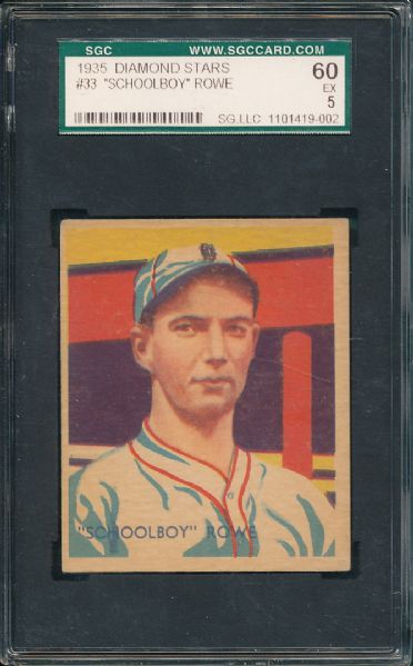 1935 Diamond Stars #33 School Boy Rowe SGC 60