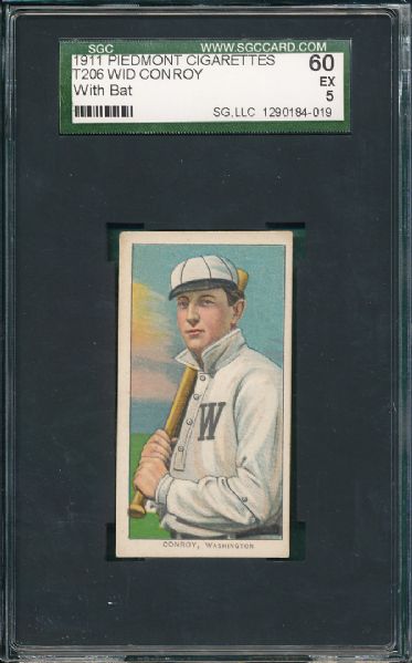 1909-1911 T206 Conroy, Batting Piedmont Cigarettes SGC 60