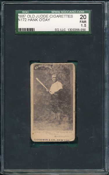 1887 N172 Hank O'Day (355-1) Old Judge Cigarettes SGC 20