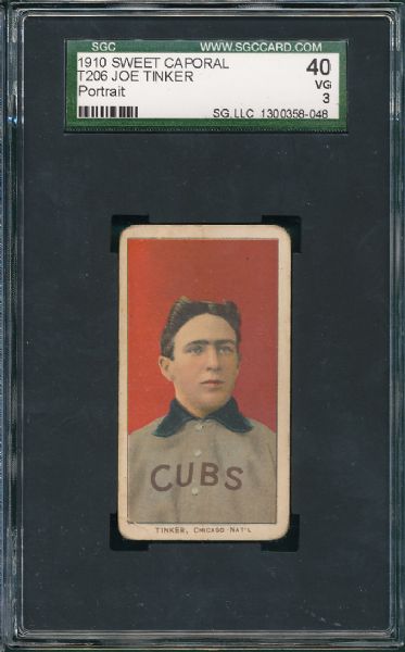 1909-1911 T206 Tinker, Portrait, Sweet Caporal Cigarettes SGC 40