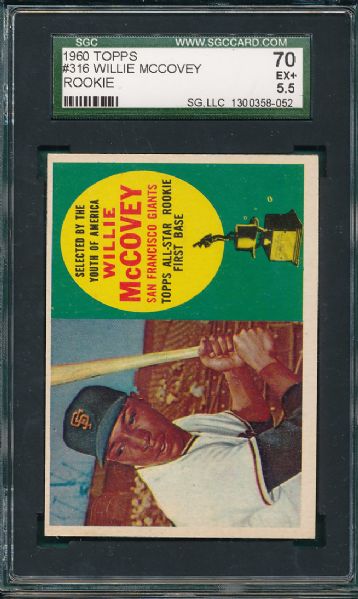 1960 Topps #316 Willie McCovey SGC 70 *Rookie* 