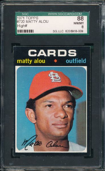 1971 Topps #550 Killebrew SGC 80 & #720 Matty Alou SGC 88 Hi #