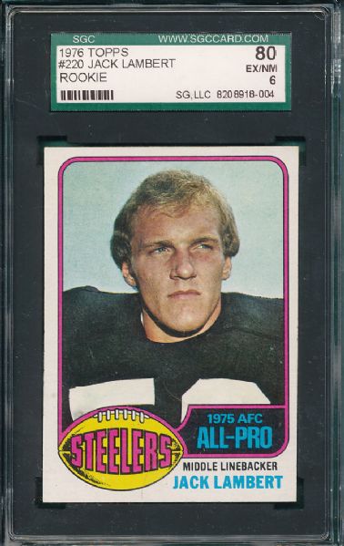 1976 Topps FB #220 Jack Lambert SGC 80 *Rookie*