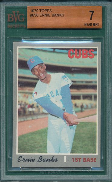 1970 Topps #630 Banks BVG 7 & #69 NL Pitching Leaders PSA 6