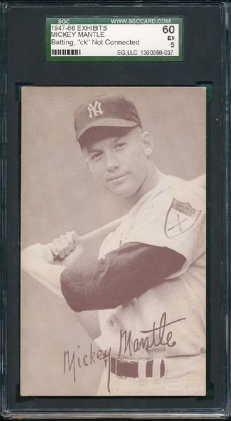 1947-66 Exhibits Mickey Mantle ck Not Connected SGC 60