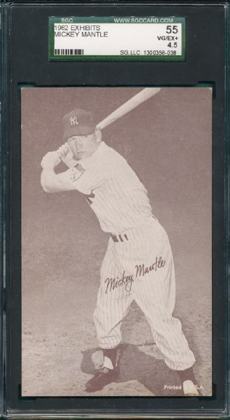 1962 Exhibits Mickey Mantle *Stats on Back* SGC 55