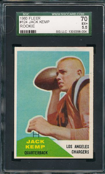 1960 Fleer FB #124 Jack Kemp SGC 70 *Rookie*