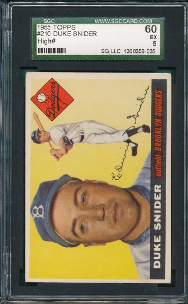 1955 Topps #210 Duke Snider SGC 60 Hi #