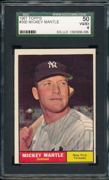 1961 Topps #300 Mickey Mantle SGC 50