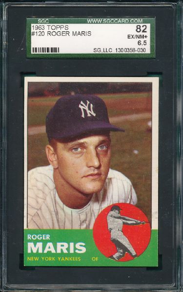 1963 Topps #120 Roger Maris SGC 82