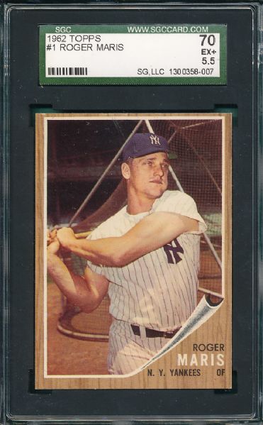 1962 Topps #1 Roger Maris SGC 70