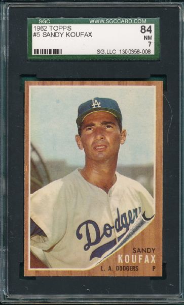 1962 Topps #05 Sandy Koufax SGC 84