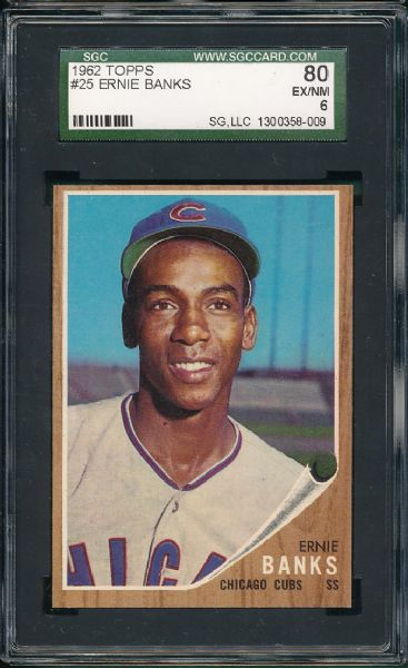 1962 Topps #025 Ernie Banks SGC 80