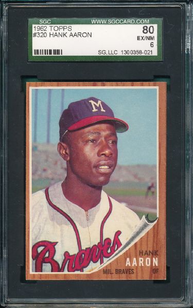 1962 Topps #320 Hank Aaron SGC 80