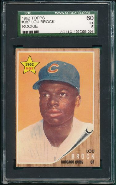 1962 Topps #387 Lou Brock  SGC 60 *Rookie*