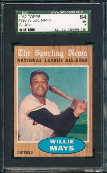 1962 Topps #395 Willie Mays All Star SGC 84