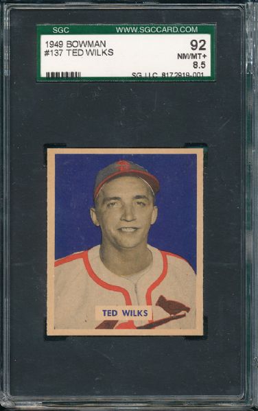 1949 Bowman #137 Ted Wilks SGC 92