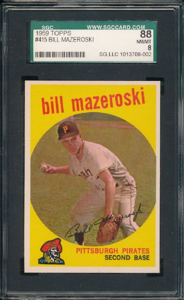 1959 Topps #415 Bill Mazeroski SGC 88