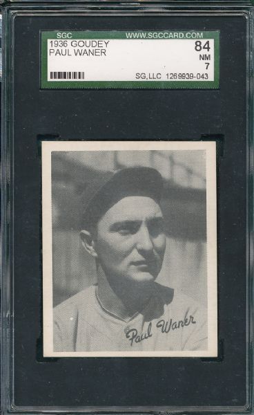 1936 Goudey Paul Waner SGC 84