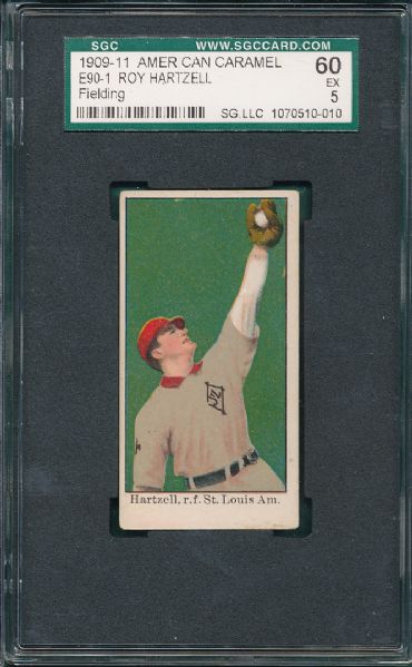 1909-11 E90-1 Roy Hartzell, Fielding American Caramel SGC 60 *Only 2 Graded Higher*