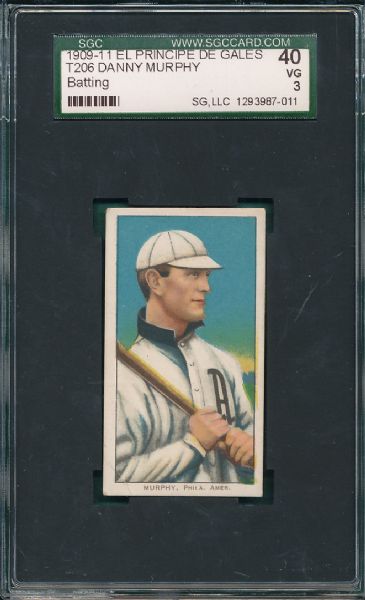 1909-1911 T206 Murphy, Batting El Principe De Gales SGC 40 *Low Pop Report*