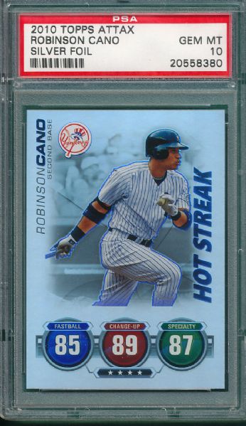 2010 Topps Attax Robinson Cano Silver Foil PSA 10 (1 of 1)