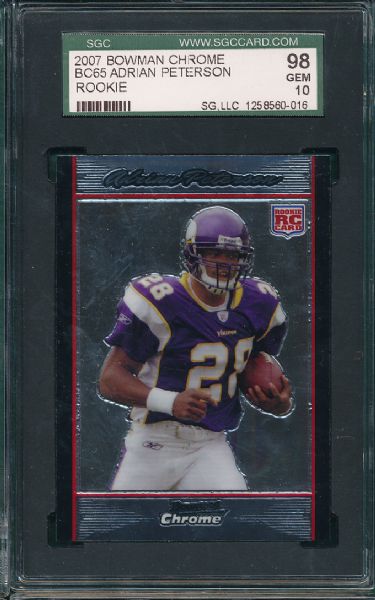 2007 Bowman Chrome BC65 Adrian Peterson  SGC 98 *Rookie*