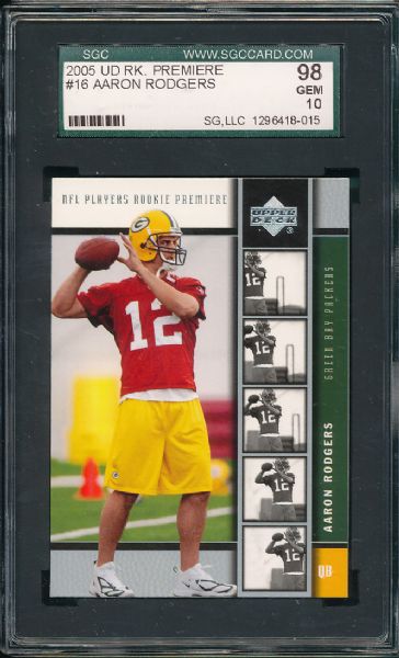 2005 Upper Deck Rookie Premiere #16 Aaron Rodgers SGC 98