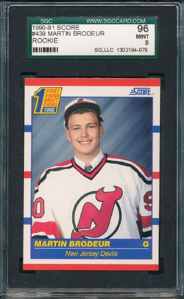 1990-91 Score #439 Martin Brodeur *Rookie* SGC 96   