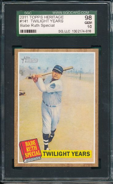 2011 Topps Heritage #141 Babe Ruth Special, Twilight Years SGC 98