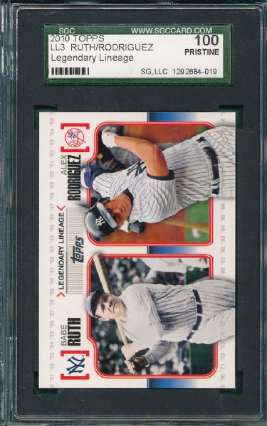 2010 Topps LL3 Ruth/Rodriguez Legendary Lineage SGC 100 (1 of 1)