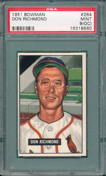 1951 Bowman #264 Don Richmond Hi # PSA 9 (OC)