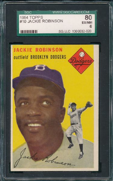 1954 Topps #10 Jackie Robinson SGC 80