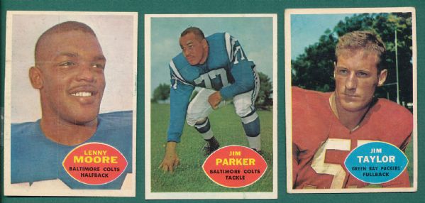 1960 Topps FB 9 Card HOFer Lot W/Title