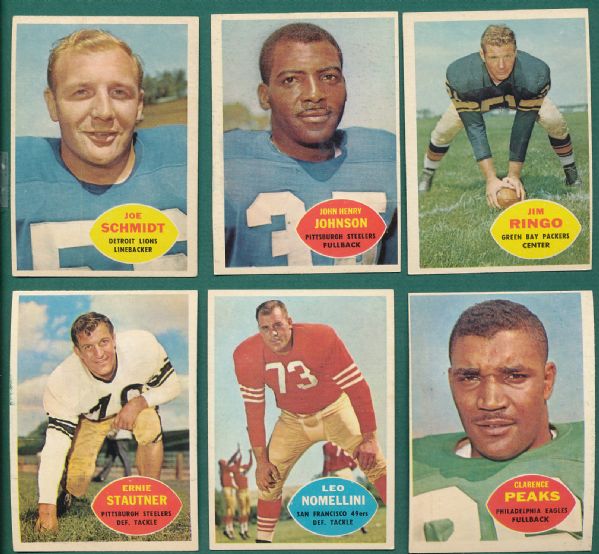 1960 Topps FB 63 Card Lot W/ HOFers Robustelli