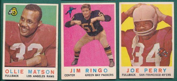 1959 Topps FB 9 Card Lot of HOFers W/Hornung & Taylor Rookies