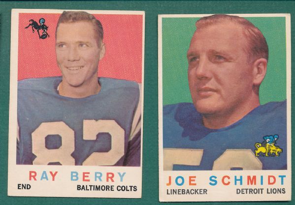 1959 Topps FB 127 Card Lot of W/HOFers, Stars & Team Cards