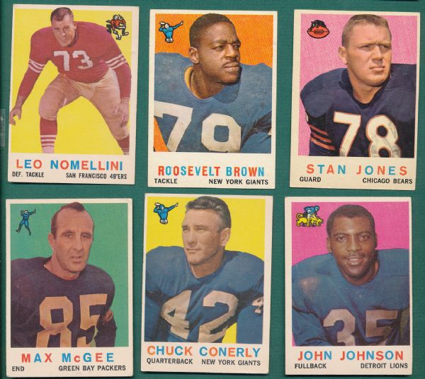 1959 Topps FB 127 Card Lot of W/HOFers, Stars & Team Cards