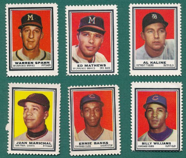 1962 Topps Baseball Stamps HOFers, Mays Lot of 8