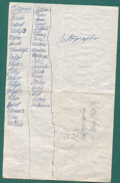 Lot of 216 Autographs from the 1960s PCL League