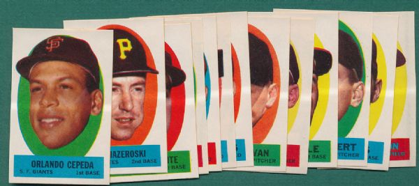 1963 Topps Peel-Offs W/Aaron & Mays, Partial Set (40)