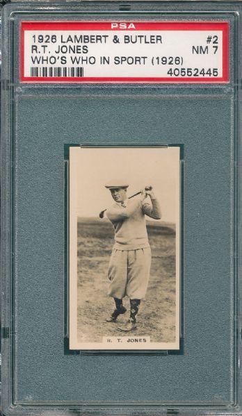 1926 Lambert & Butler Who's Who in Sport (1926) RT Bobby Jones *Rookie* PSA 7