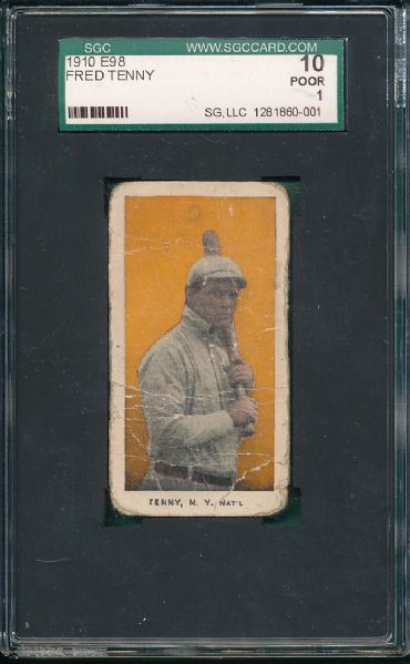 1910 E98 Fred Tenny, Orange SGC 10