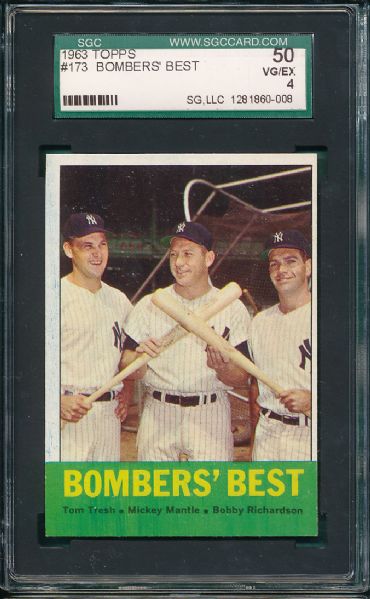 1963 Topps #173 Bombers Best W/Mantle SGC 50