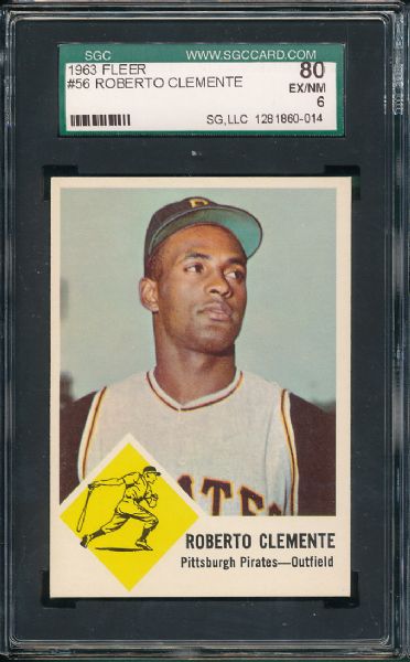 1963 Fleer #56 Roberto Clemente SGC 80