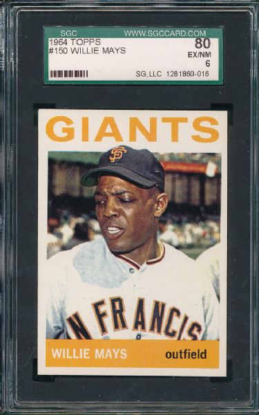 1964 Topps #150 Willie Mays SGC 80